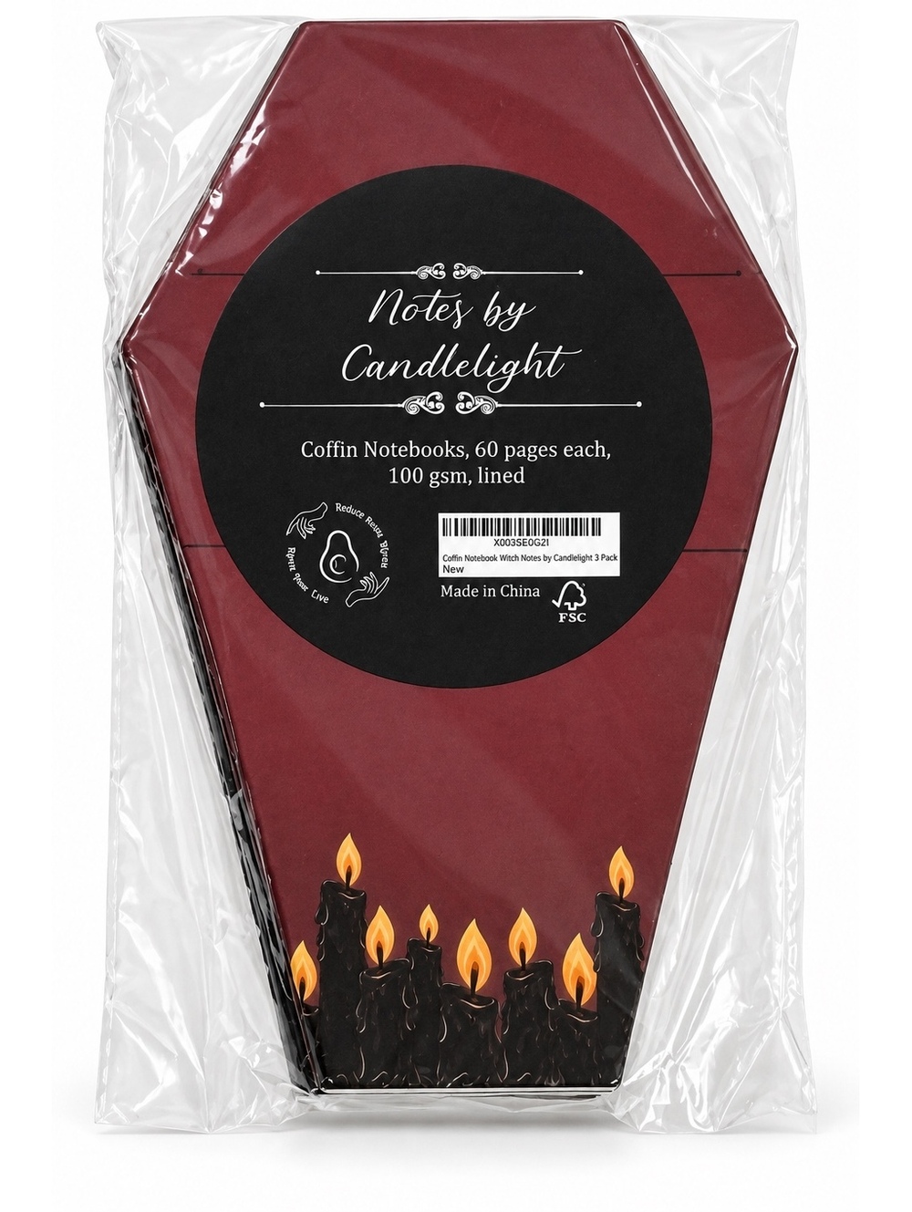 Ripe Avocado Witch Notes by Candlelight Coffin Notebooks 3 Pack Gothic New